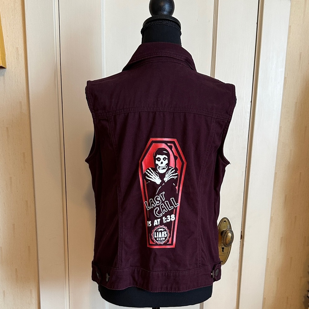 Sleeveless Burgundy Liars Club Chicago Misfits Denim Vest
